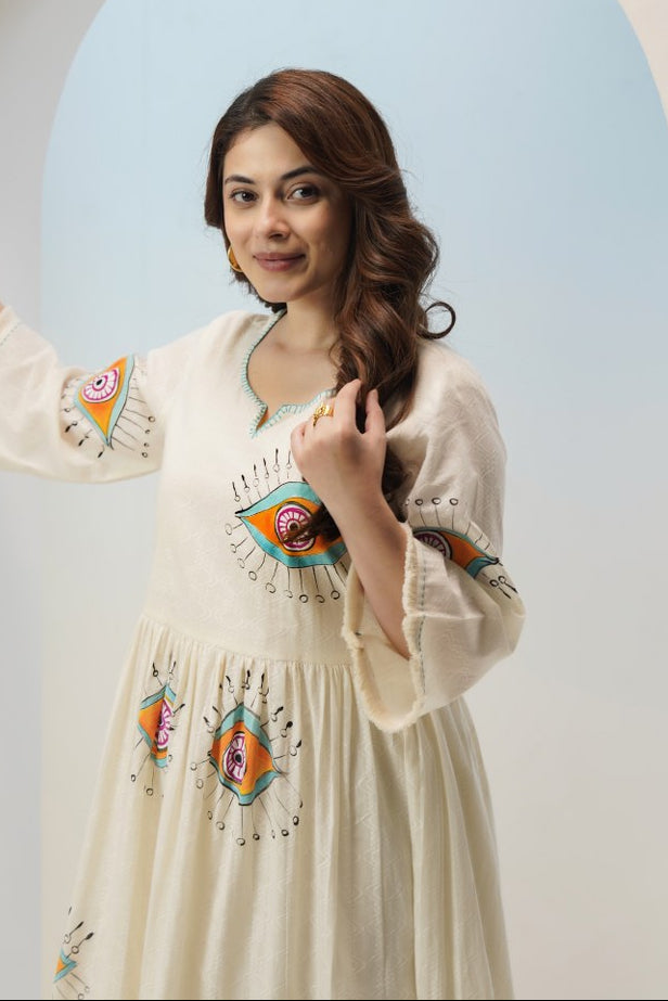 Tatva evil eye embroidery cotton dress