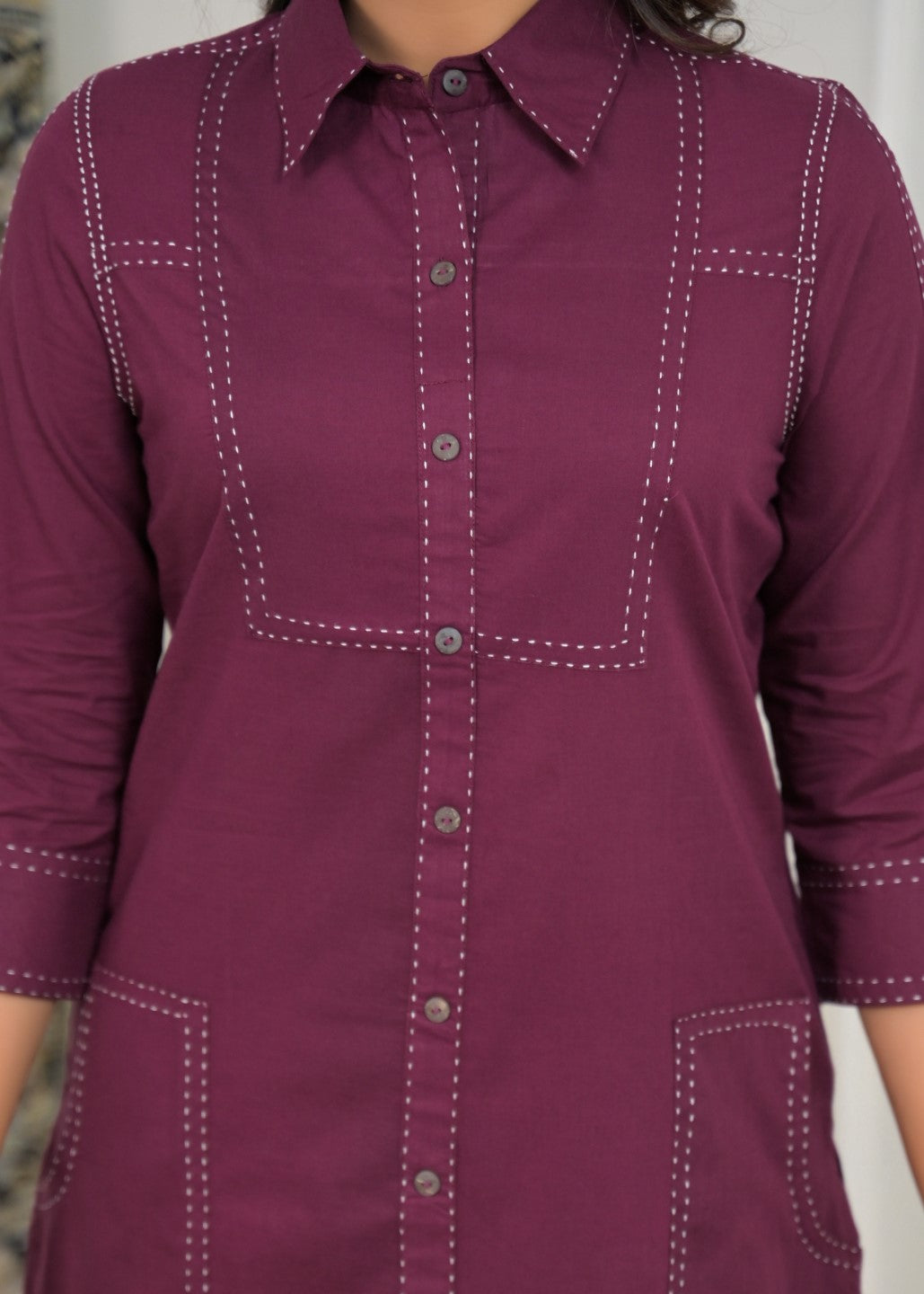 Ridhika Berry Cotton Kurta Pant Set