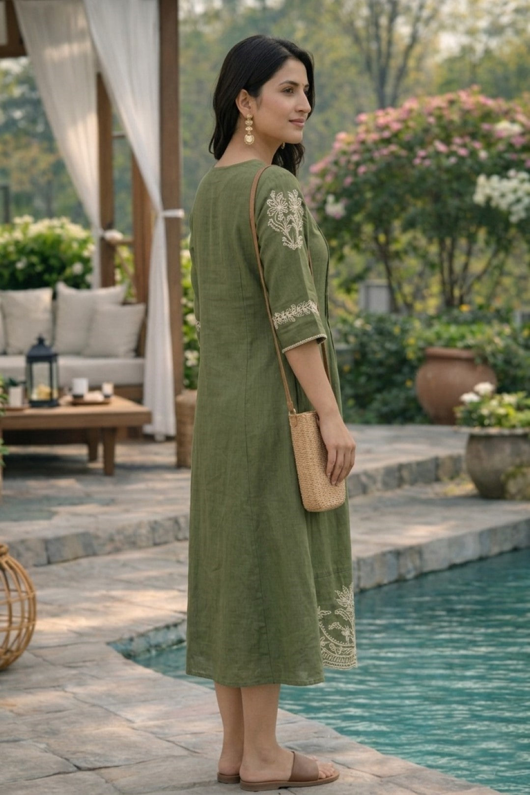 Slopi moss embroidery cotton dress