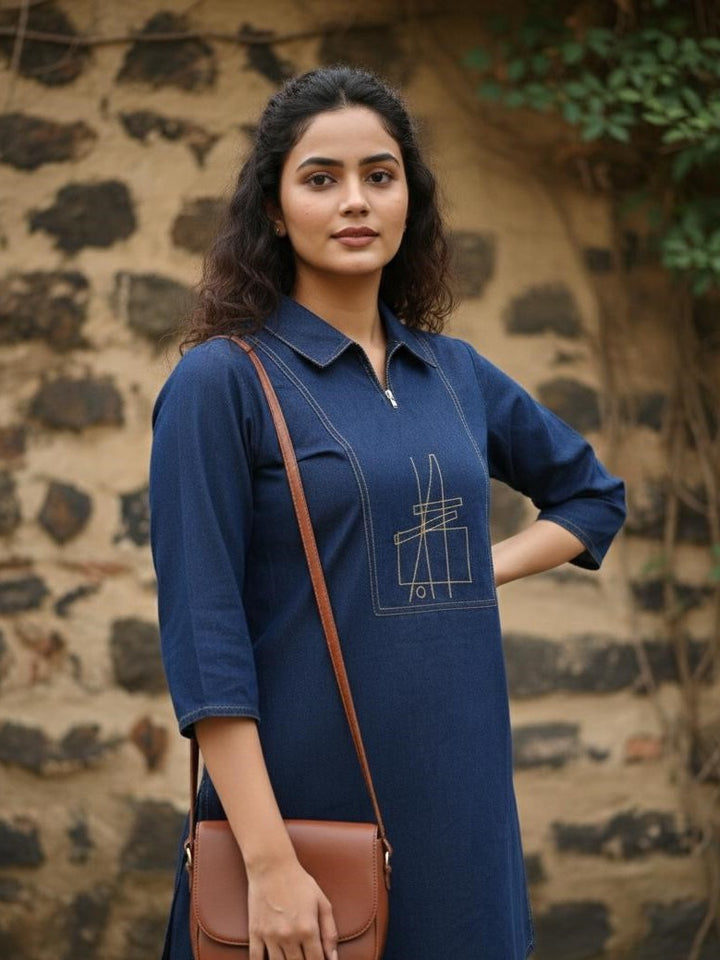 Prisha serul embroidery denim co-ord set