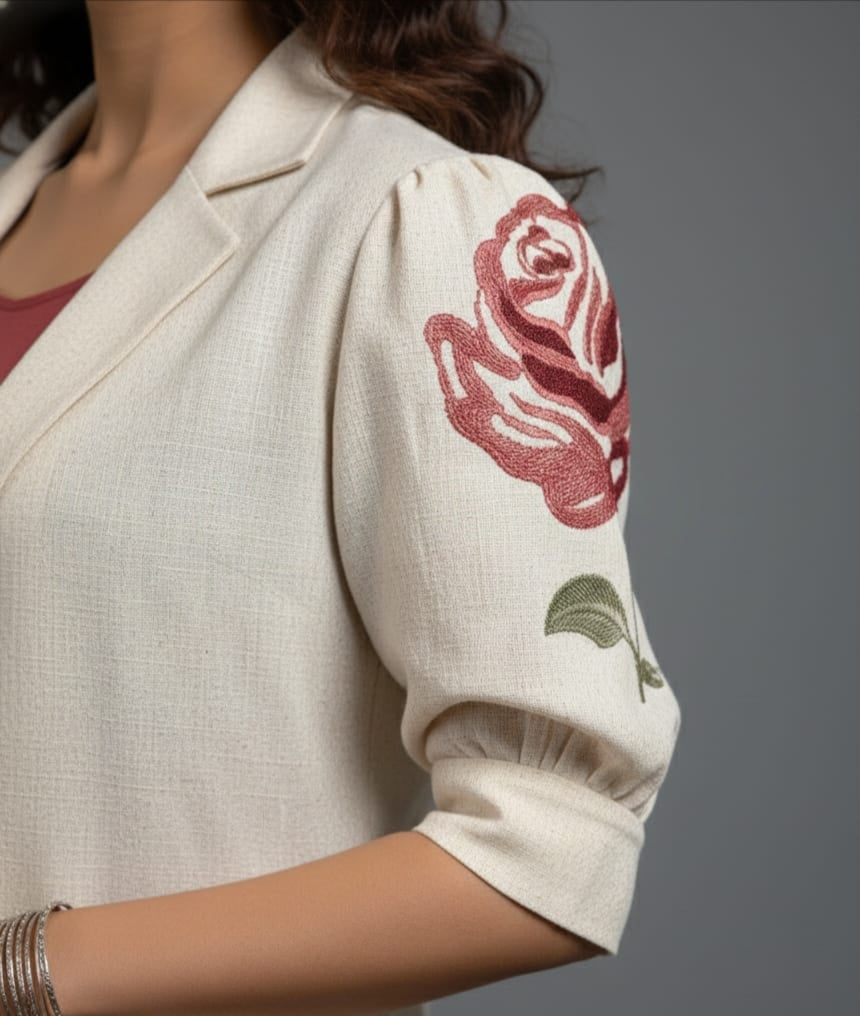 Drona pearl embroidery cotton 3 pc co-ord set