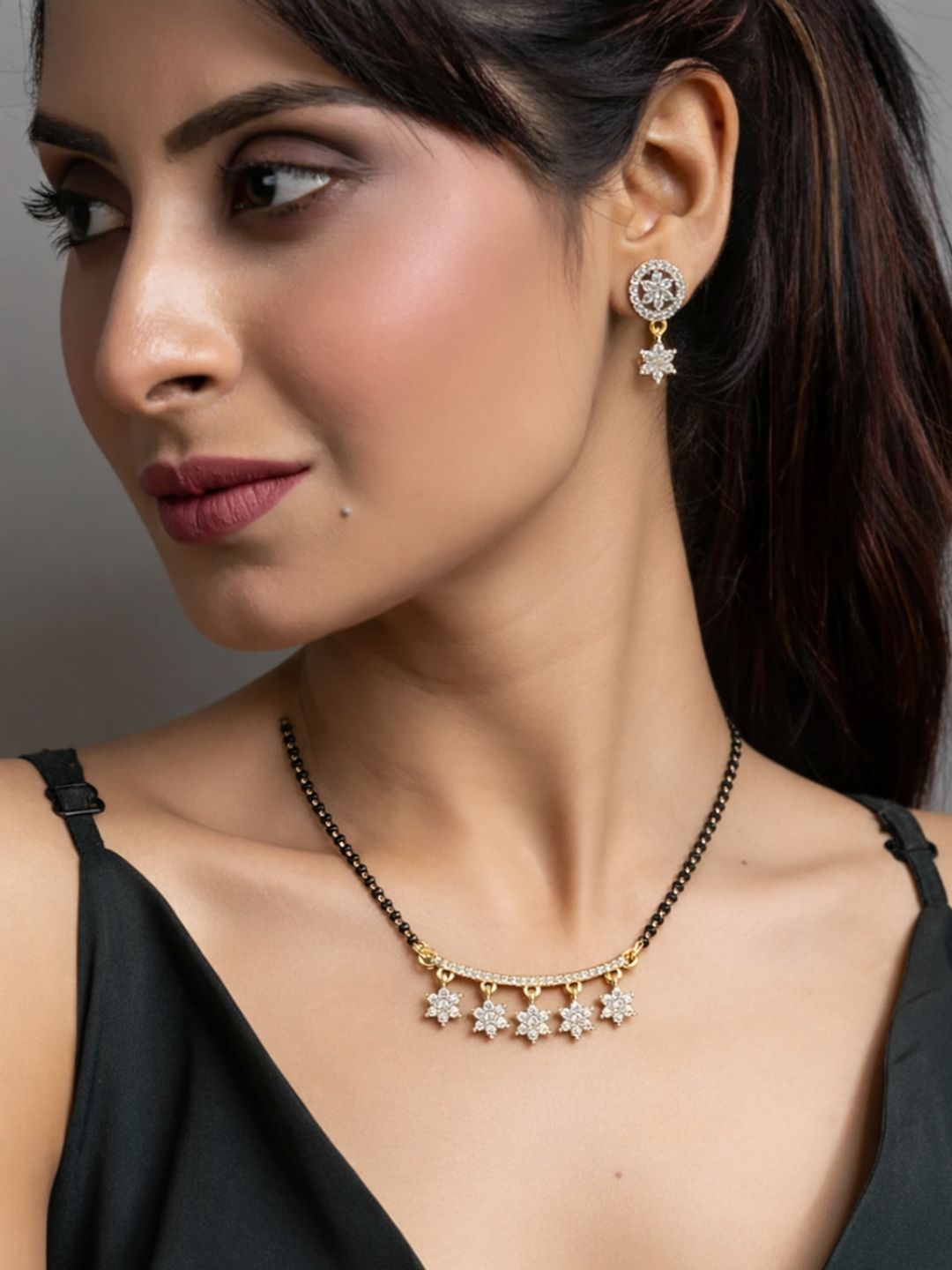 Rivaaz diamond Mangalsutra with earings set