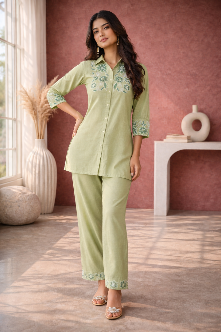Sharad fern embroidery co-ord set