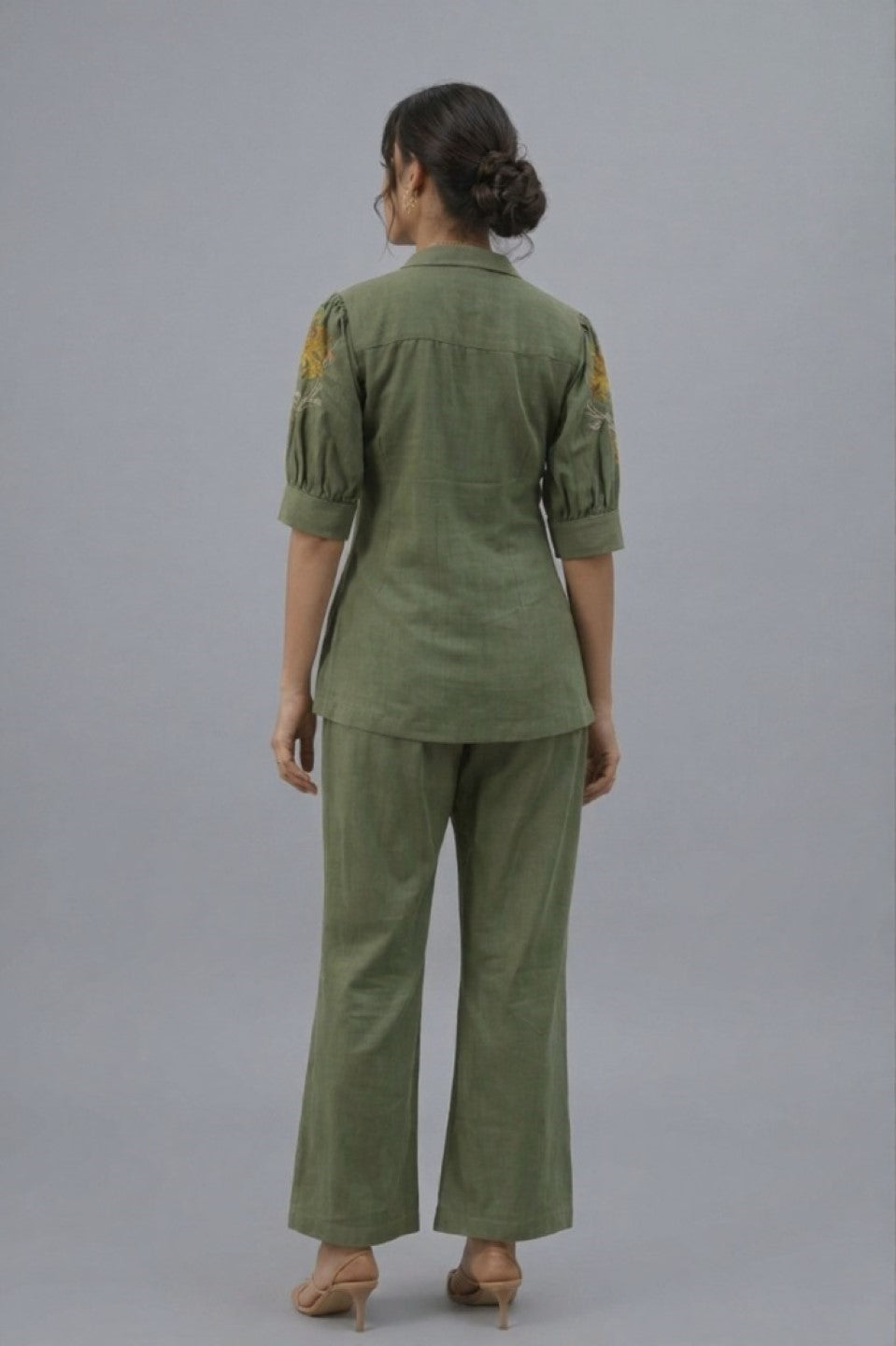 Drona moss embroidery cotton 3 pc co-ord set