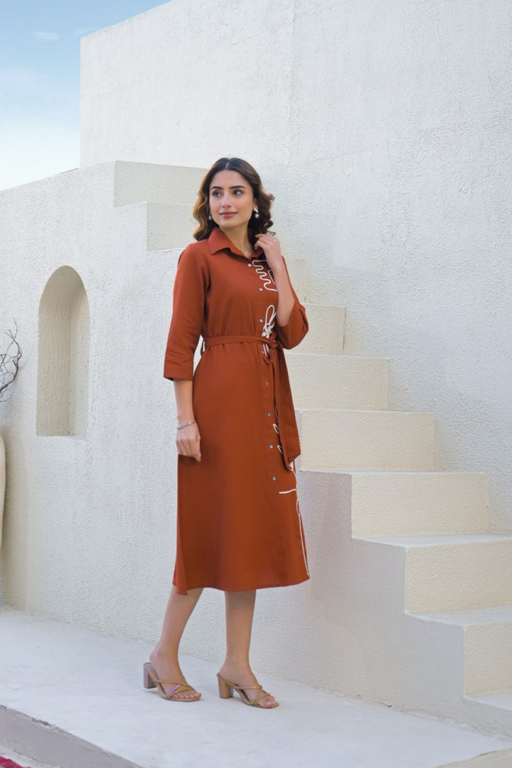 Tatva jasper embroidery cotton dress