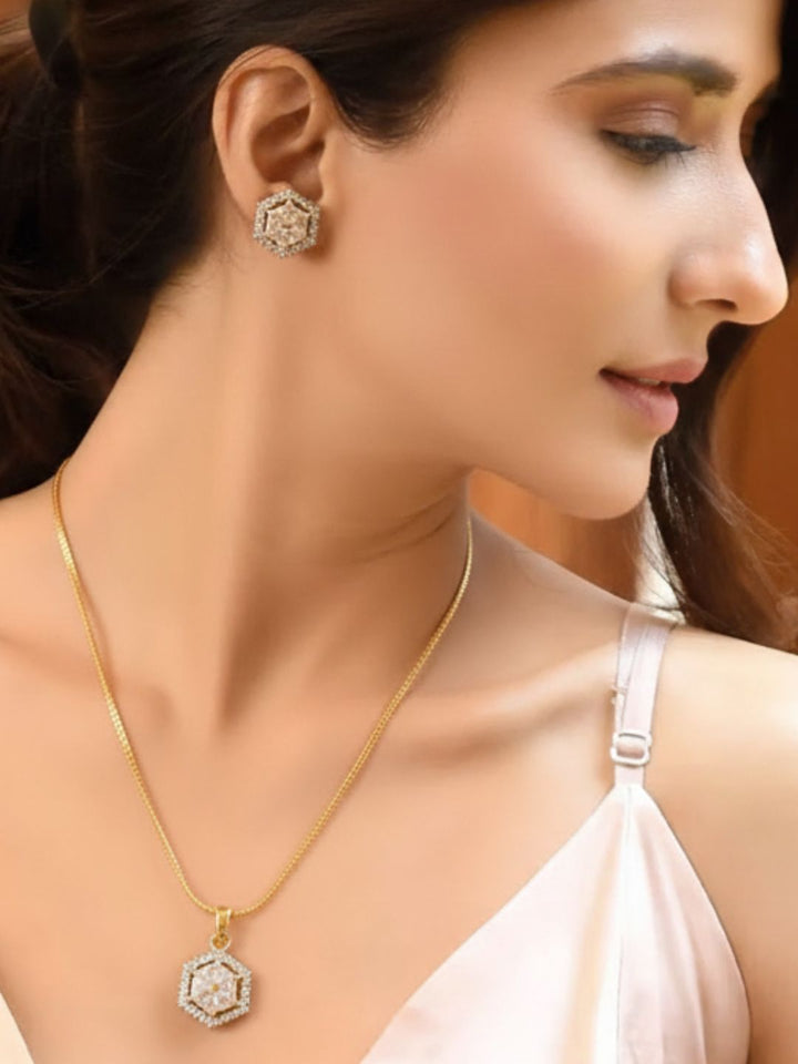 Shama Diamond Earing & Pendant Set