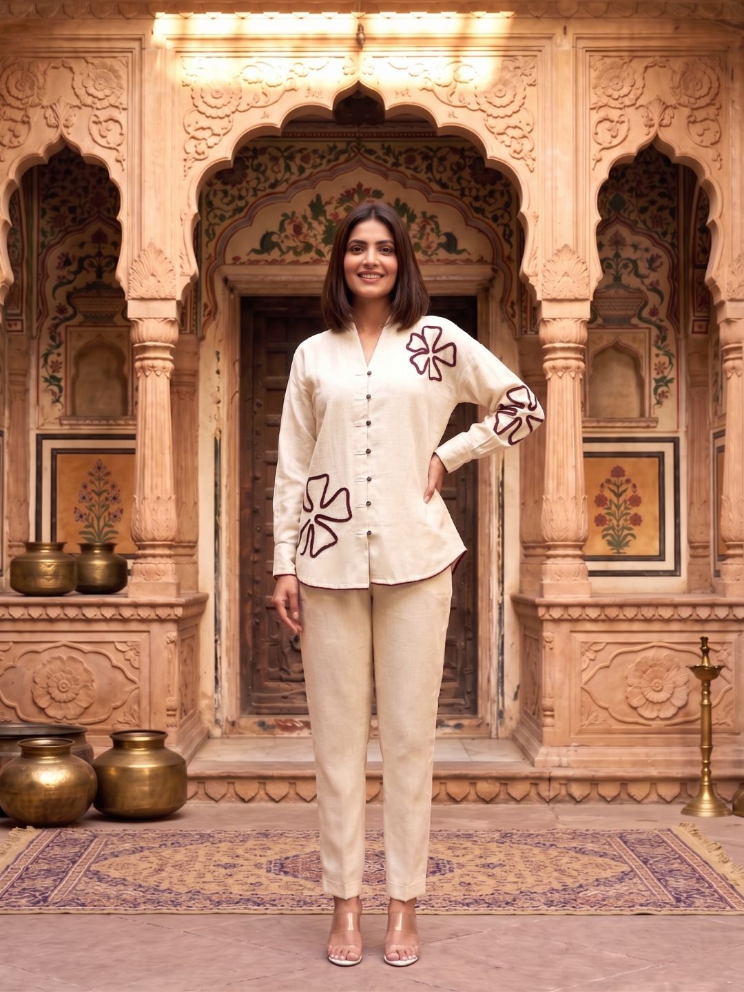 Wespret parch embroidery cotton co-ord set