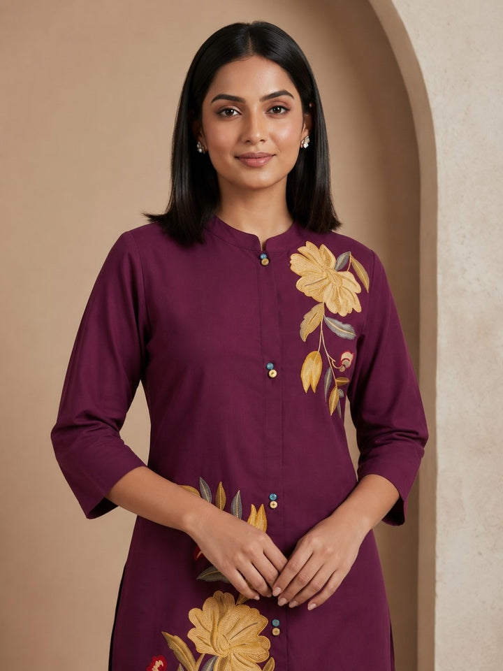 Romi Mulberry Embroidered Co-ord Set