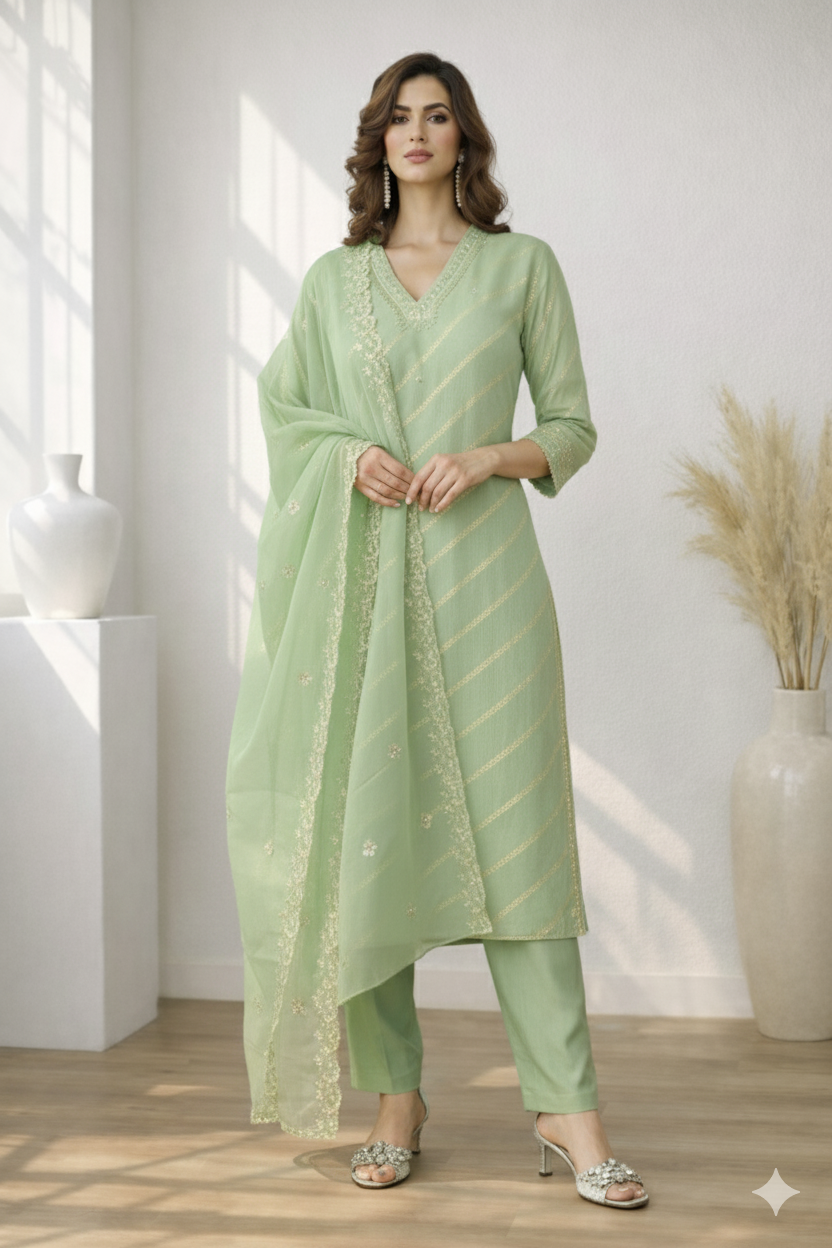 Palash Minty Full Work Suit Set