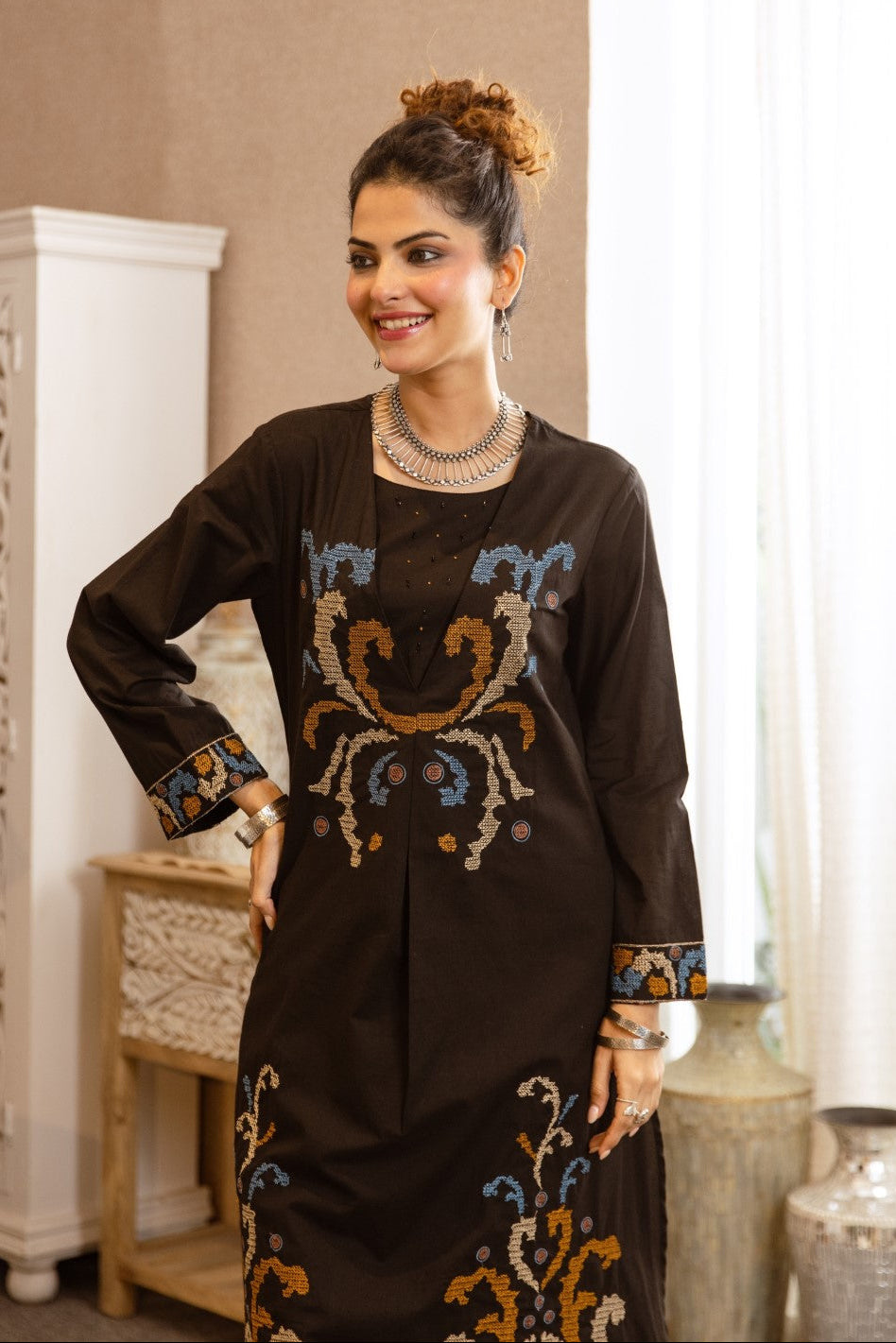 Karen ashen cotton kurta pant set