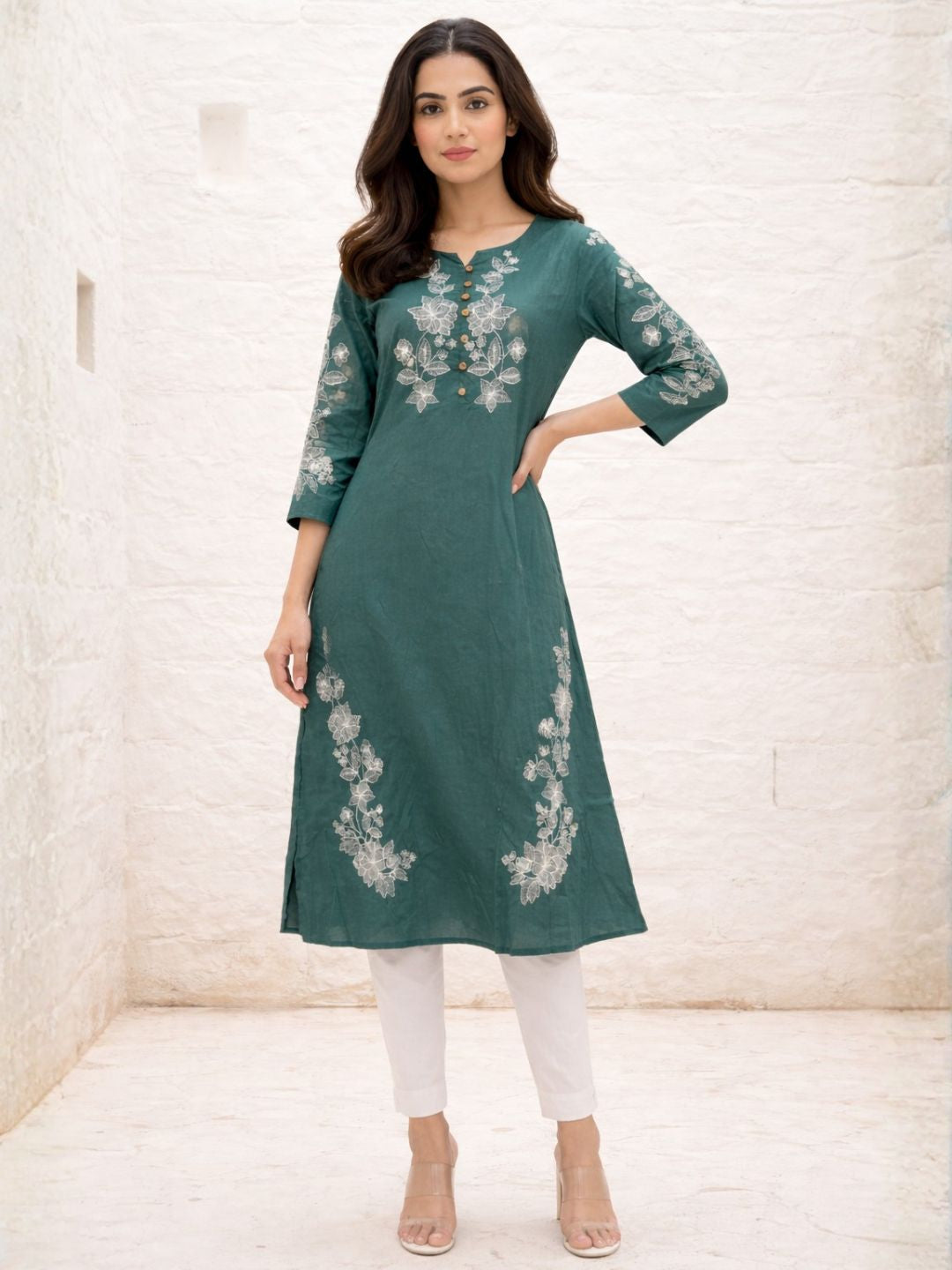 Chandri Viridian Embroidered Kurti