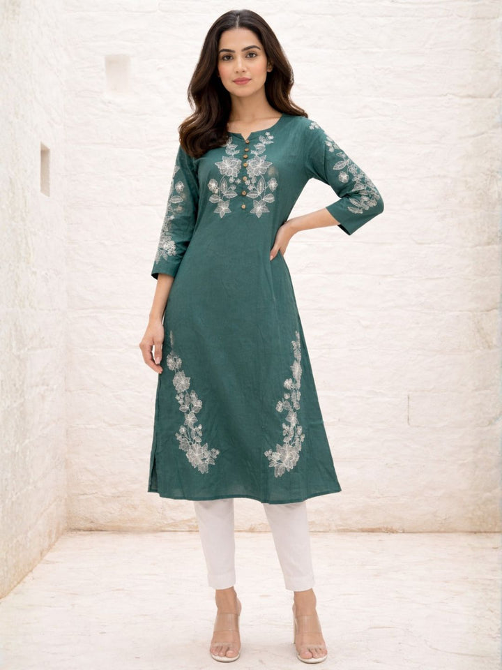 Chandri Viridian Embroidered Kurti