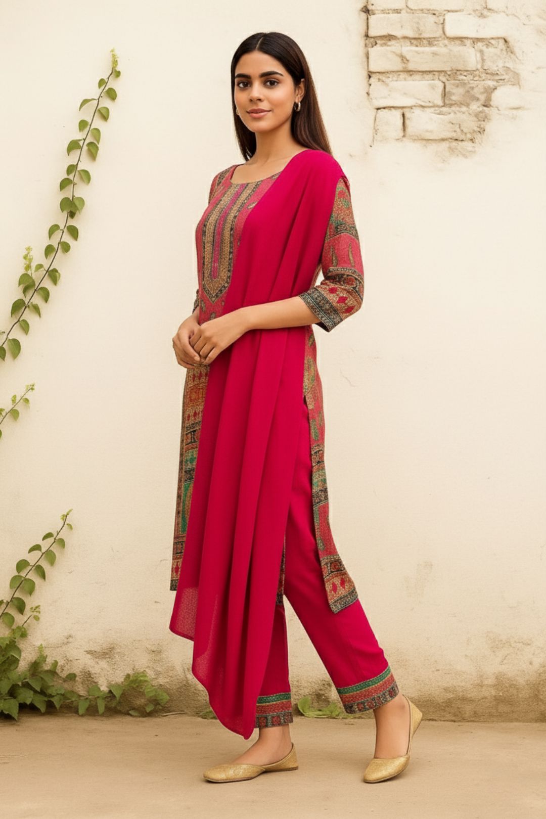 WAHIBA KARACHI ROSE FULL WORK SUIT SET