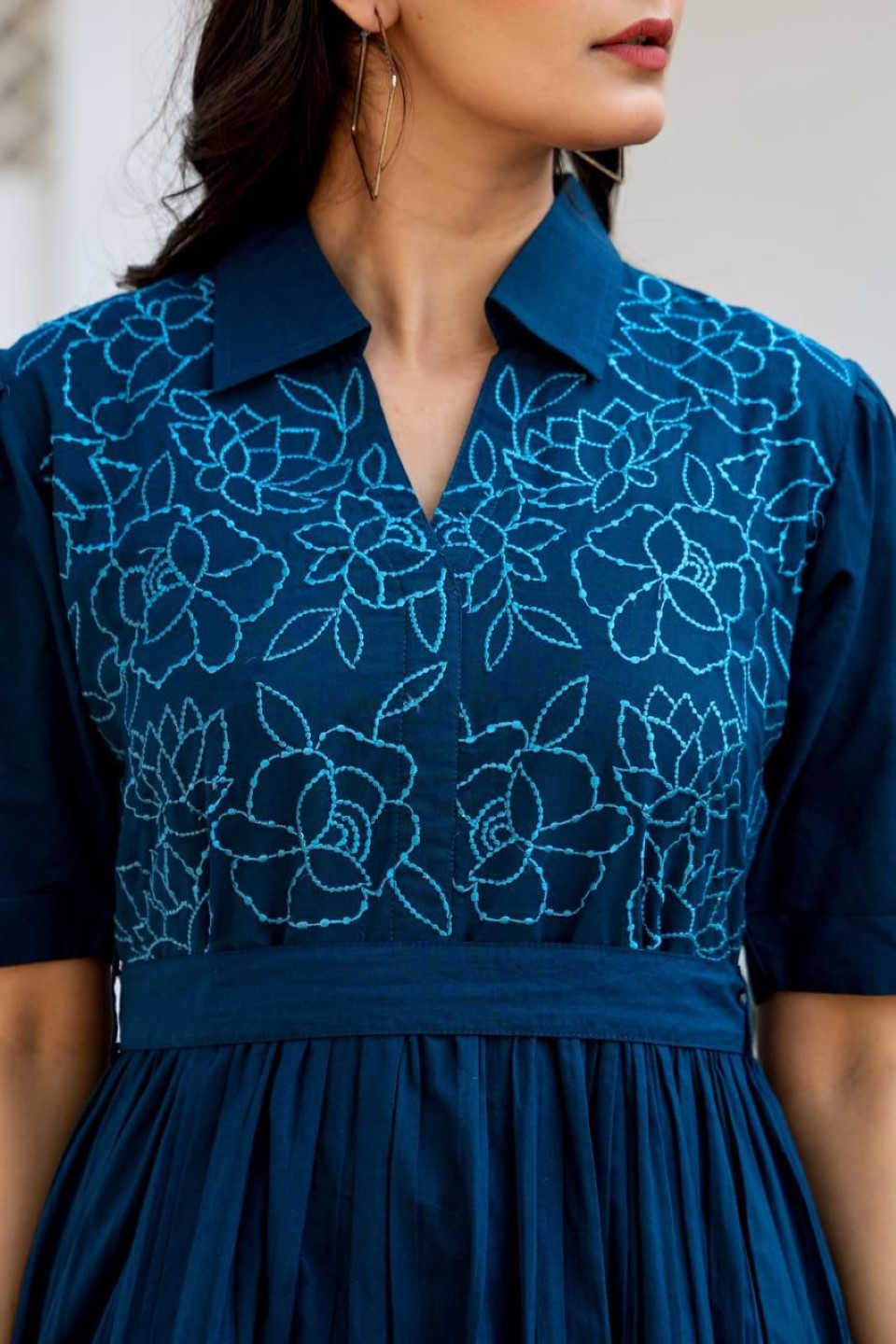 Esmera azure embroidery cotton dress