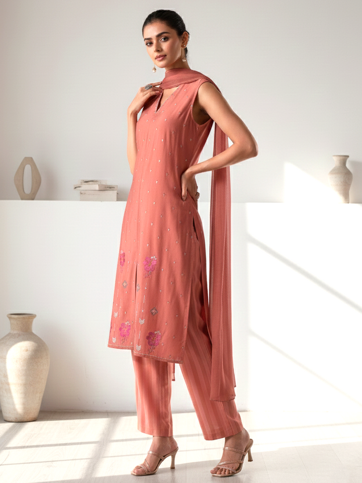 Alena Rust Work Co-ord Set comes with Stole