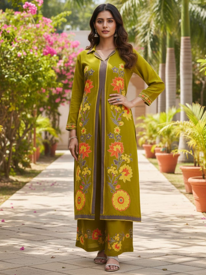 Sonpal sage printed kurta pant set