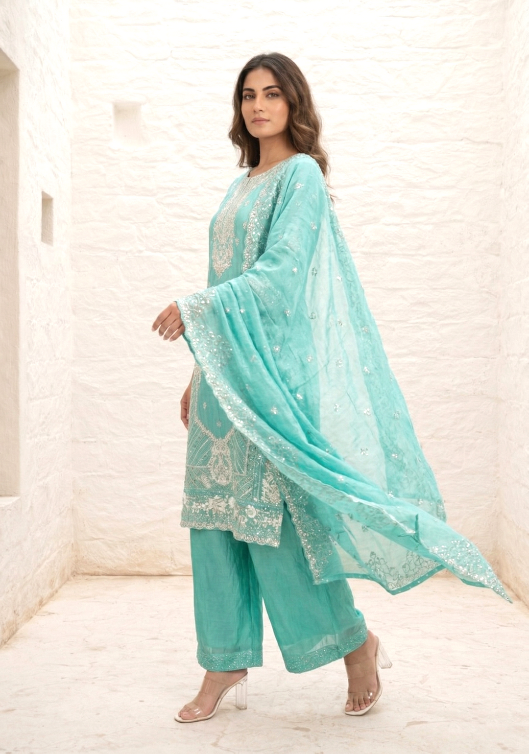 Mayuri Minty Full Work Suit Set