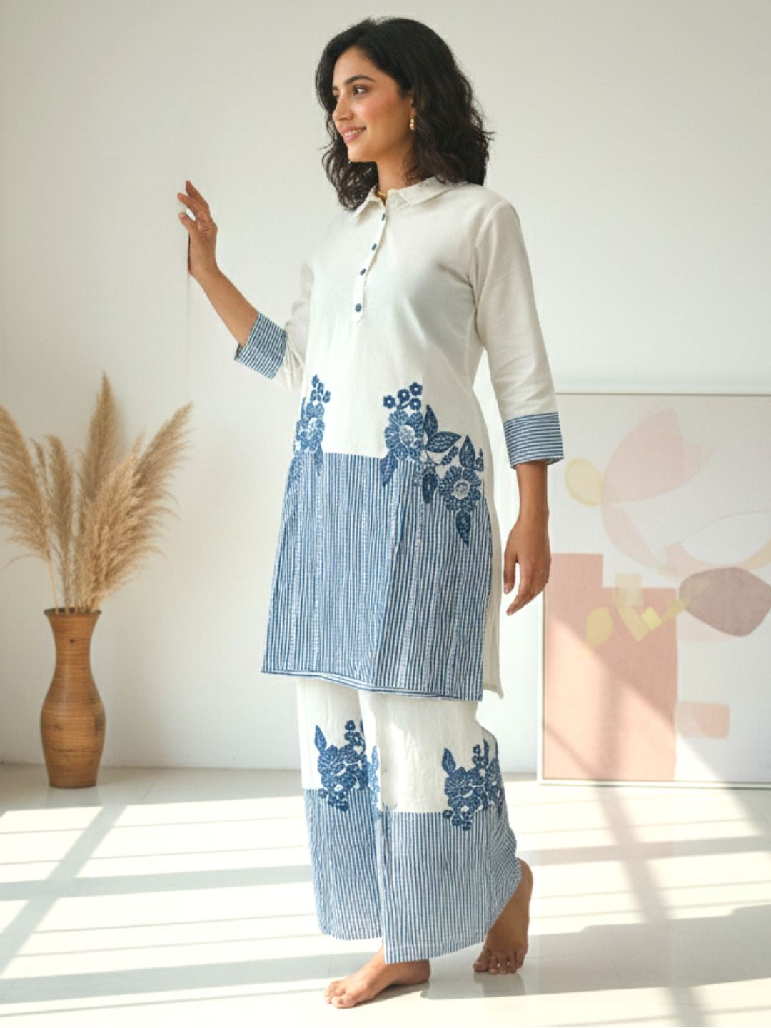 Reet Stripes Embroidered Co-ord Set