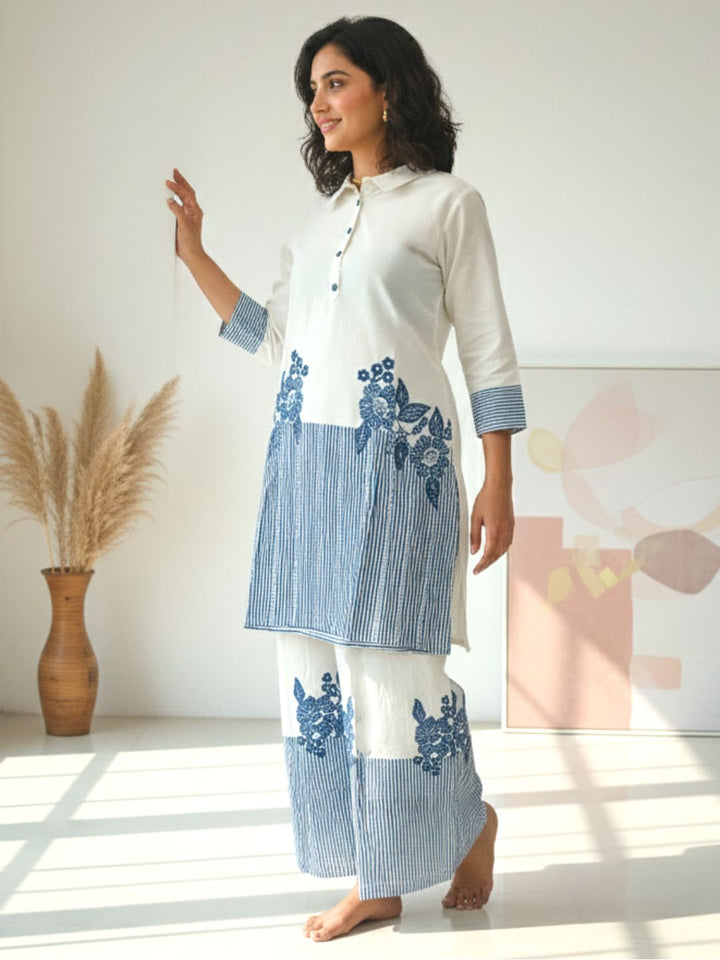 Reet Stripes Embroidered Co-ord Set