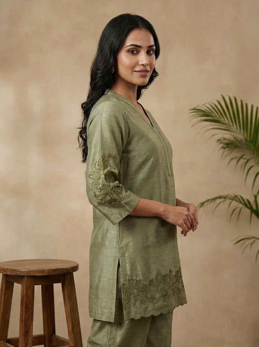 Prisha moss embroidery cotton co-ord set