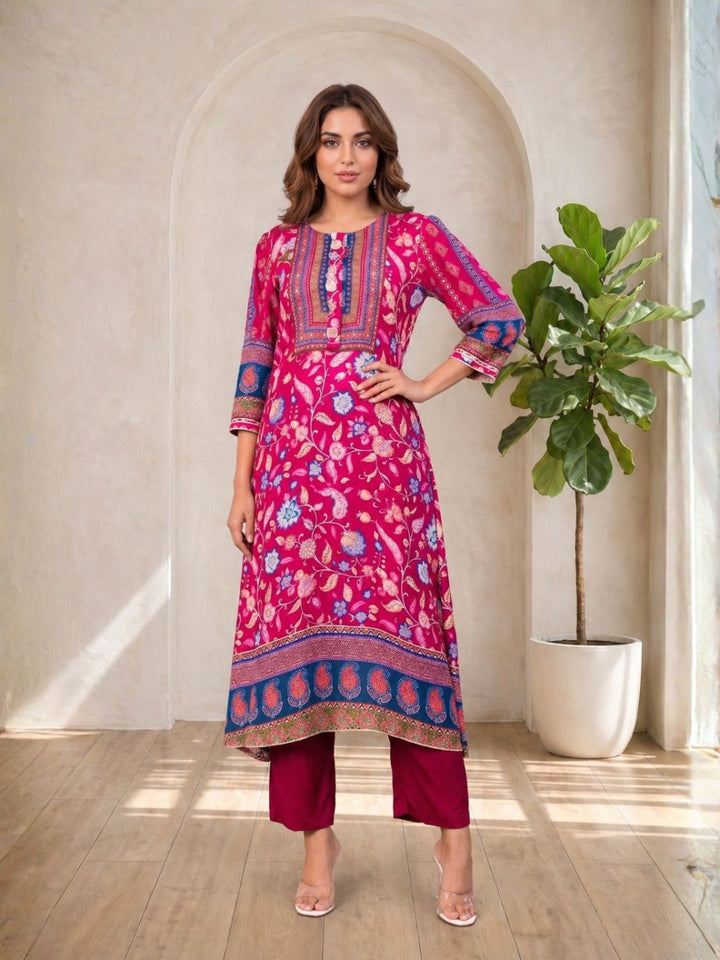 Maurya Rose Premium Muslin Kurta Set
