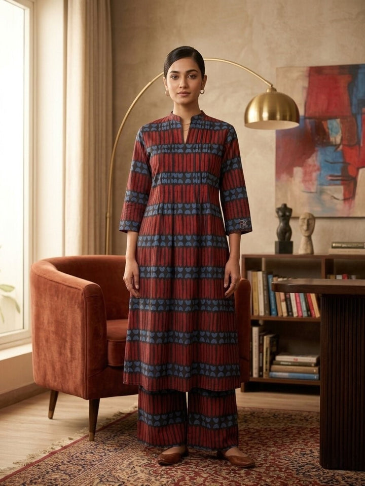 Akshara brick cotton kurta pant set