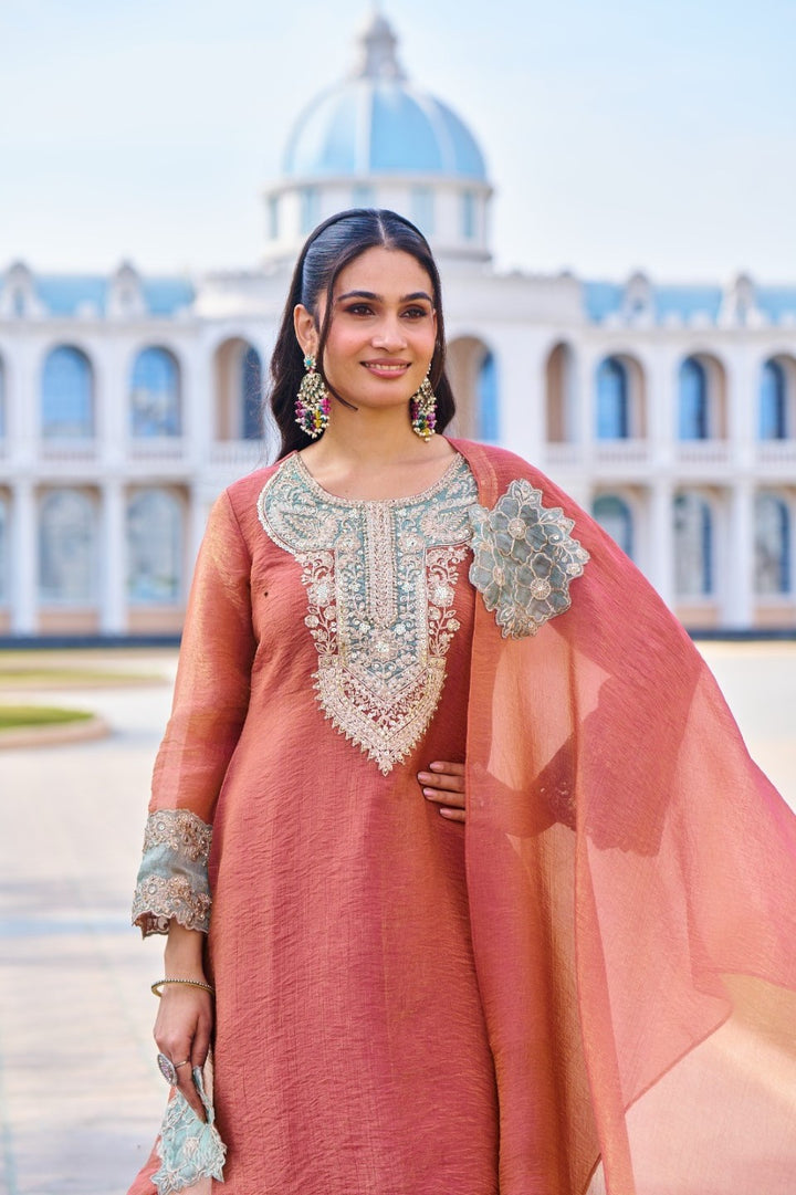 Mihika apricot full work suit set