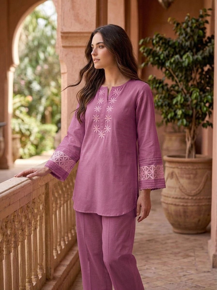 Prisha heather embroidery cotton co-ord set