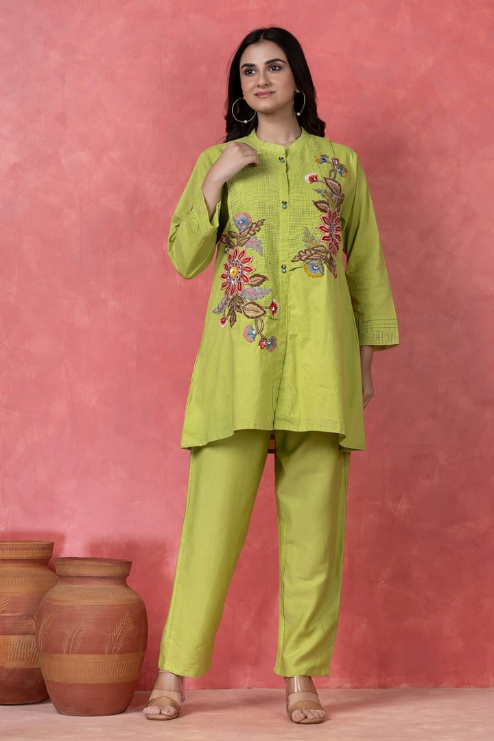 Gaur Limerick embroidery cotton co-ord set