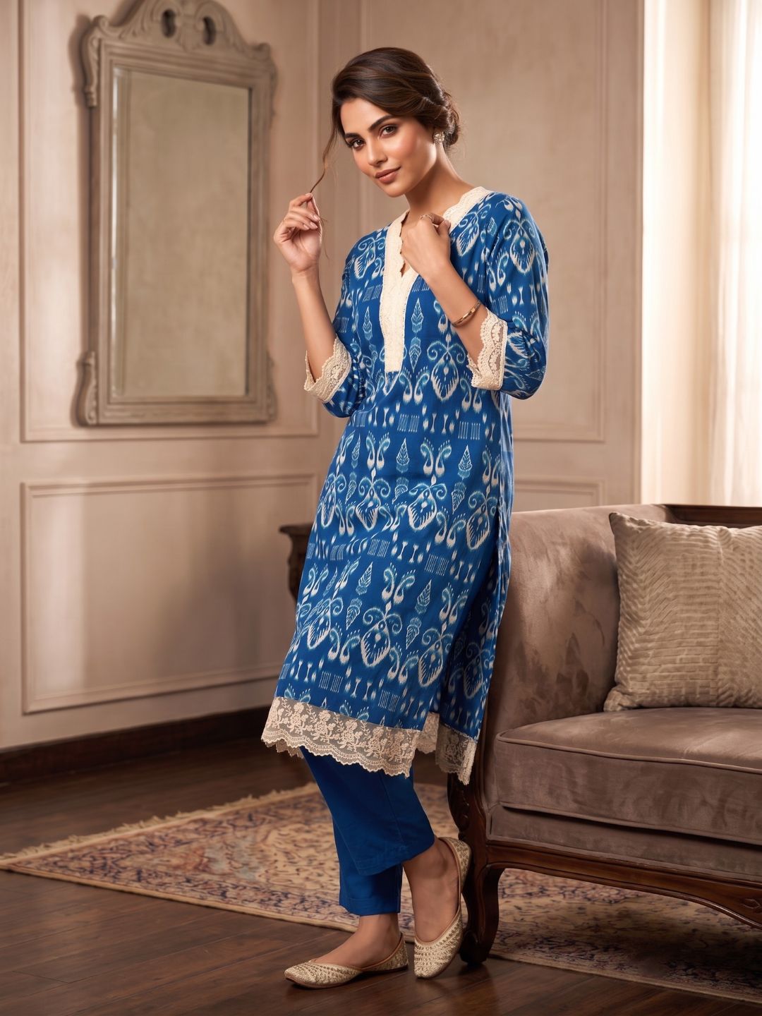 Tashvika Indigo Cotton Kurta Pant set