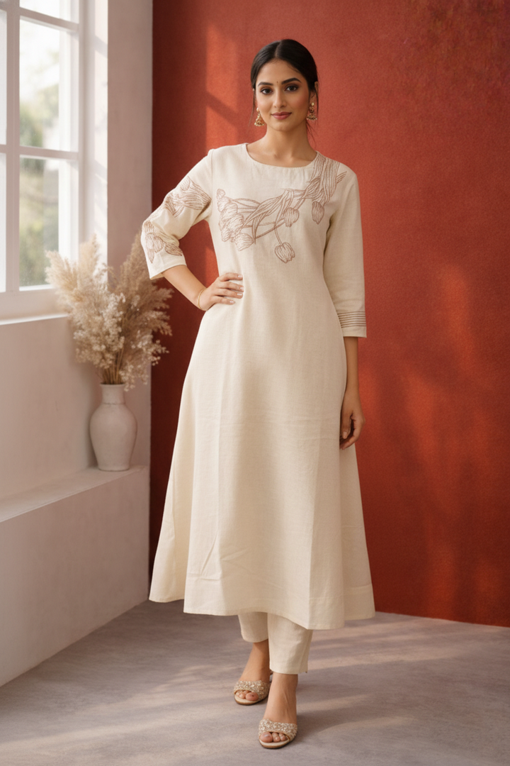 Mishka Mist Embroidered Kurta Pant Set