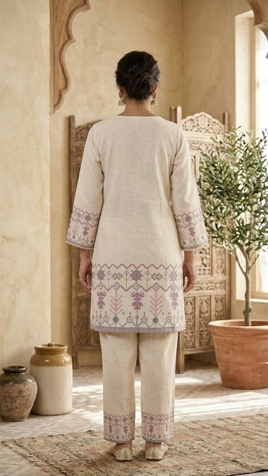 Marda baster embroidery cotton co-ord set