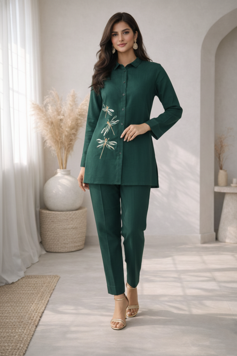 Oorvi Fern Embroidered Co-ord Set
