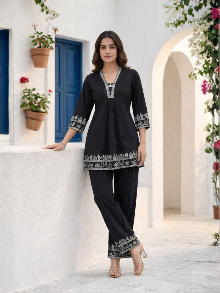 Sakshi Jet Embroidered Cotton Co-ord Set