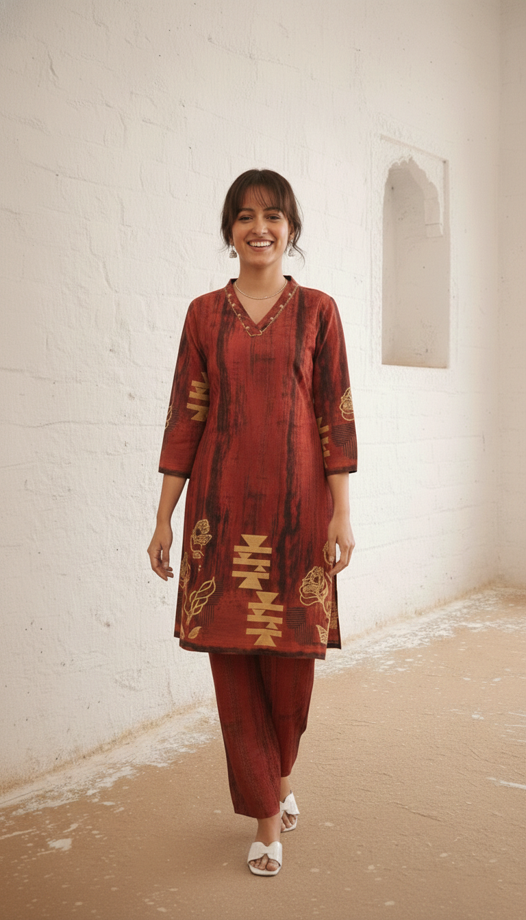 Swades Tangerine cotton co-ord set