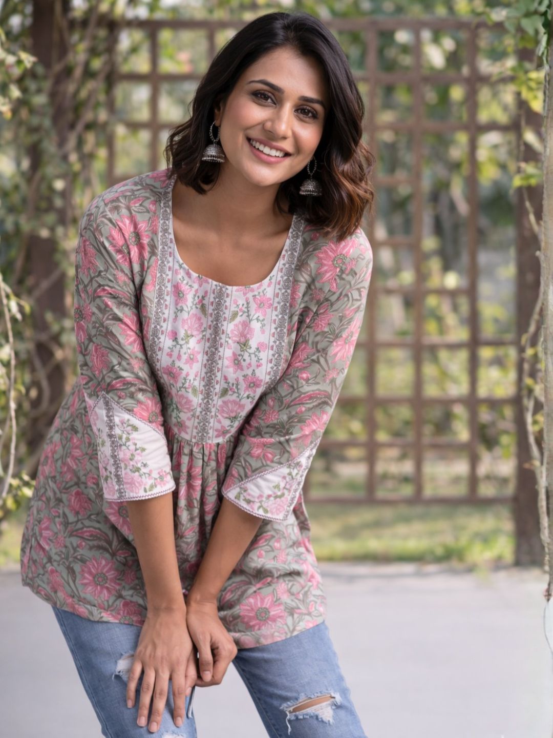 Hiya Clay Embroidered Cotton Top