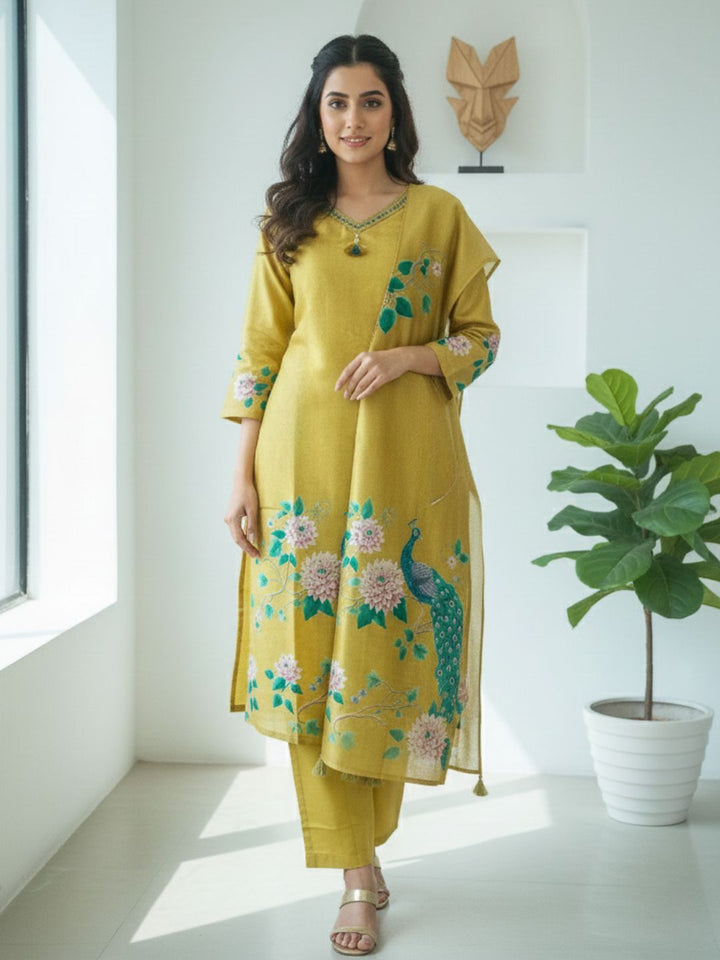 Reet Gold Printed Work Suit Set