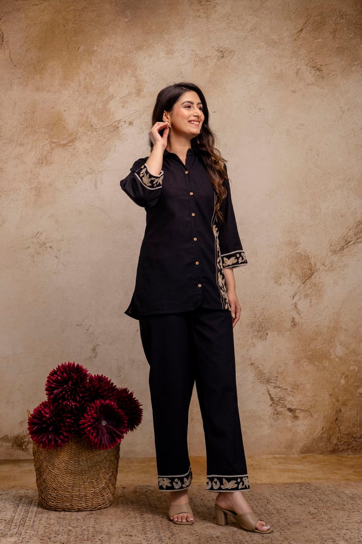 Viyona Jet Embroidered Co-ord Set