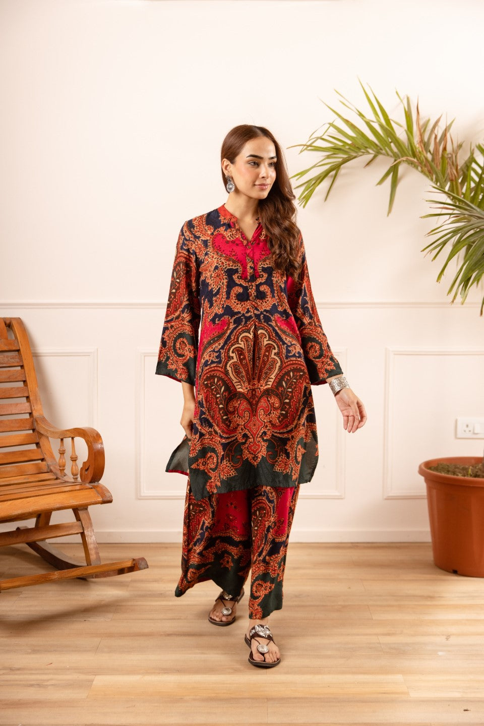 Karen cardinal printed cotton coord set