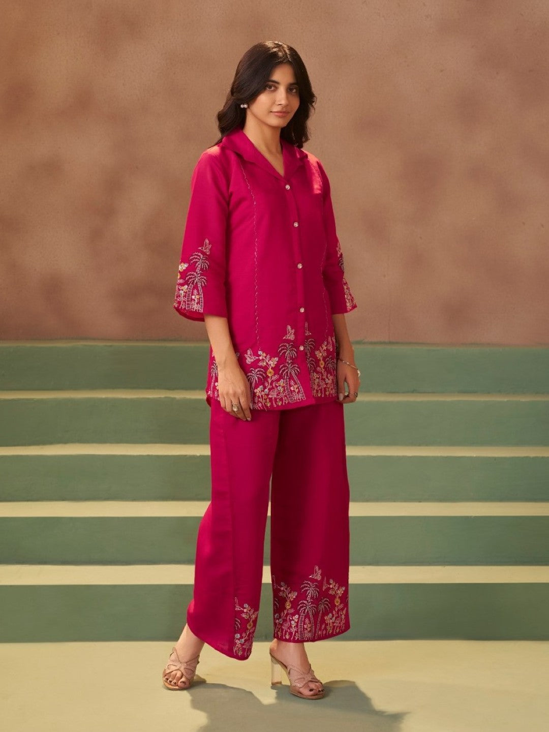 Tiesta Carmine work Co-ord set