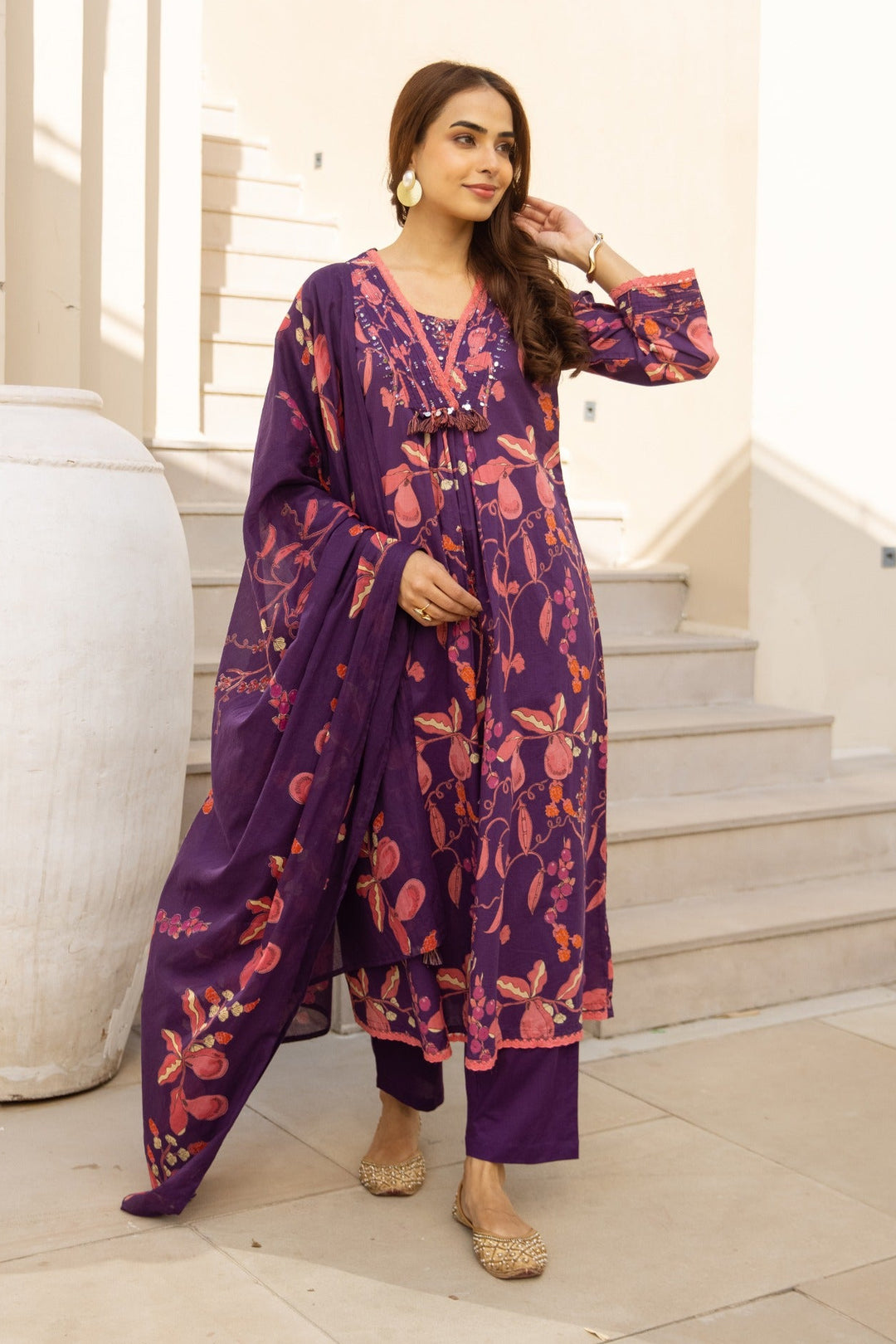 Karen byzan cotton printed suit set
