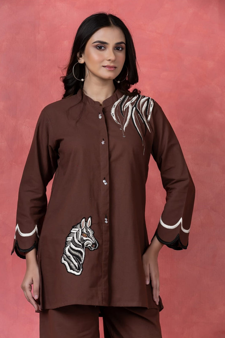Gaur mulberry embroidery cotton co-ord set