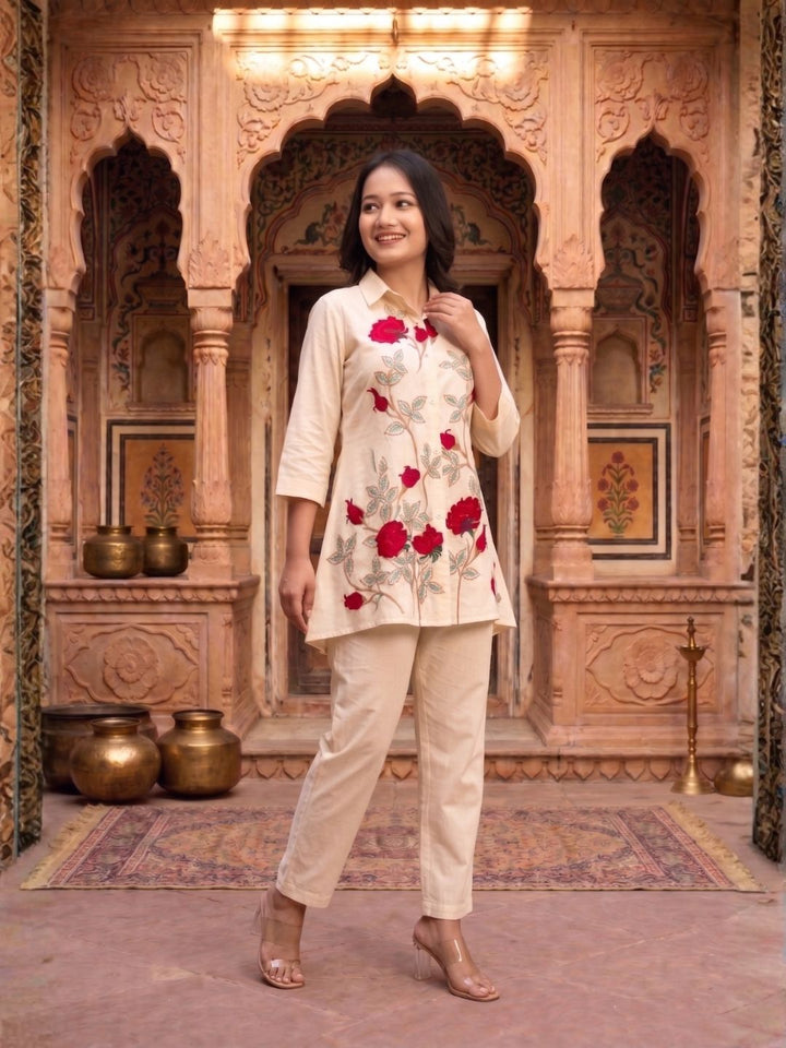 SNEHA ANGEL EMBROIDERED COTTON CO-ORD SET