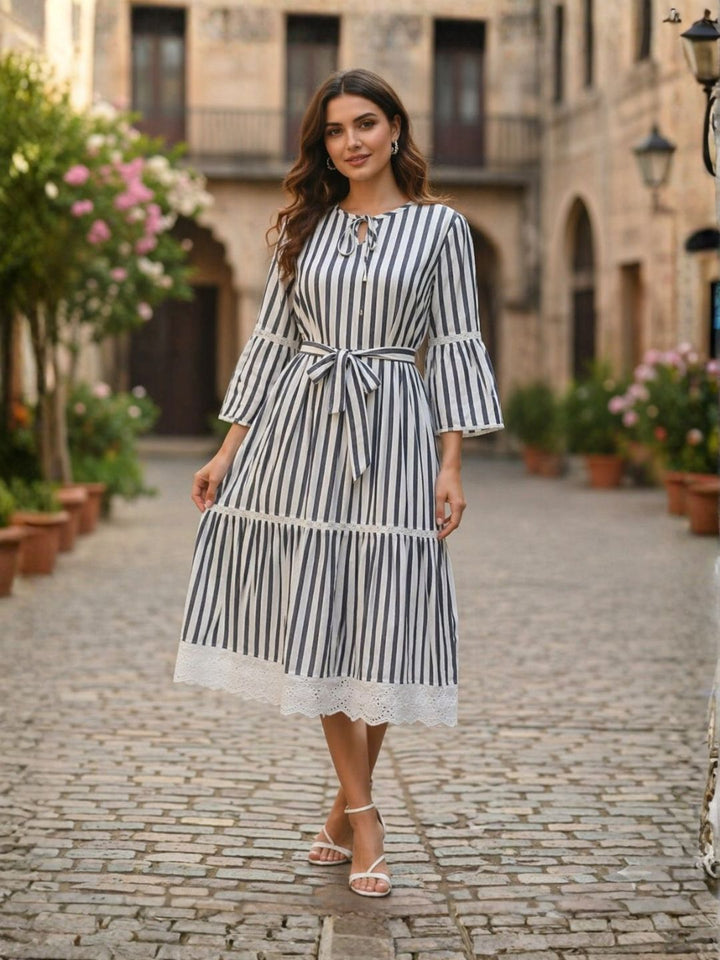 Perka stone stripes cotton dress