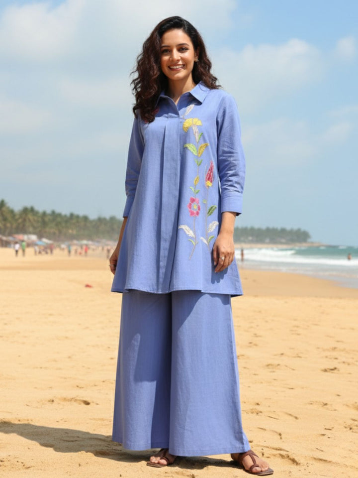 Colba Ocean Cotton Embroidery Co-ord Set