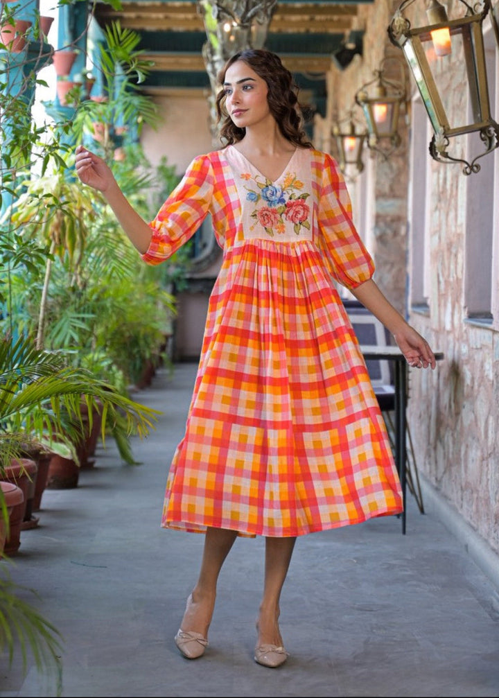 Tatva vivid cotton midi dress