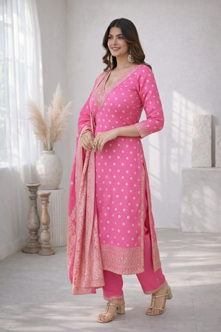 Palash Rose Full Work Suit Set