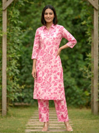 Elixir Rose Linen Printed Co-ord Set