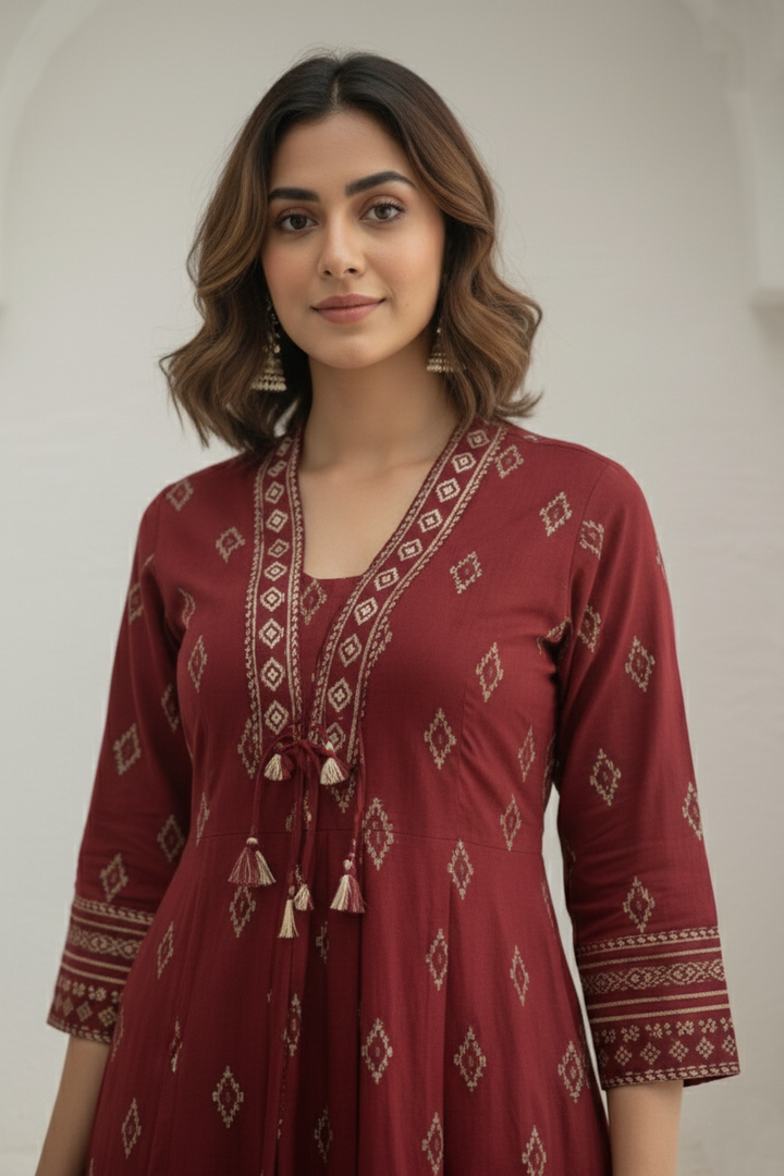 Vairagi Brick Printed Work Suit Set