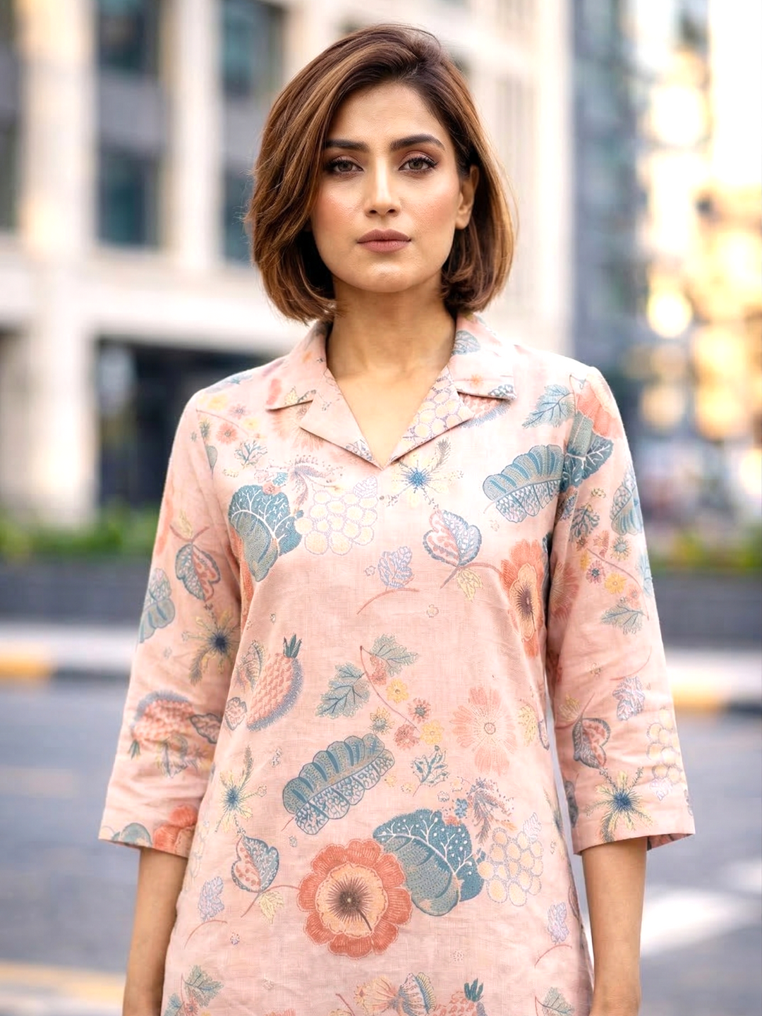 Bindiya rose linen kurta pant set